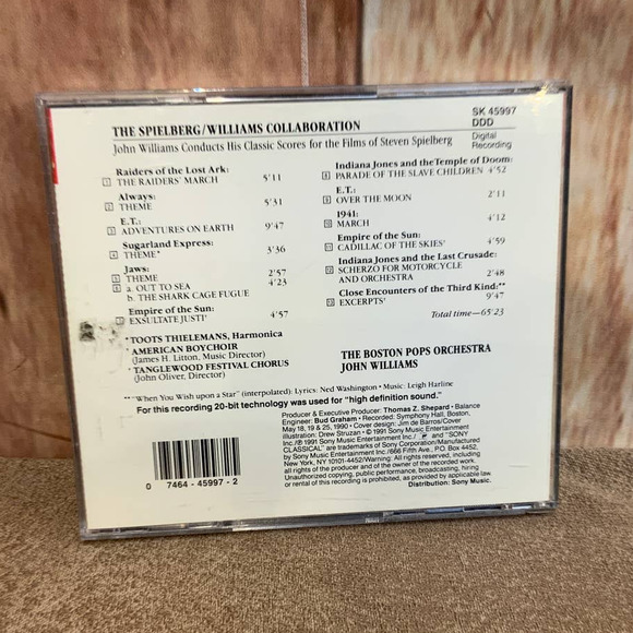 1991 The Spielberg Williams Collaboration Boston Pops Movie Audio Music CD - Picture 3 of 3